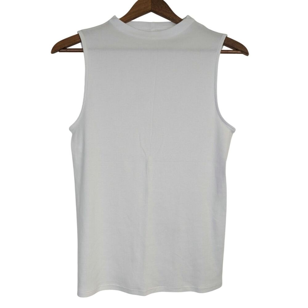 Everlane Ribbed Tank Top Funnel Neck Supima Cotton White Elevated Basic Medium